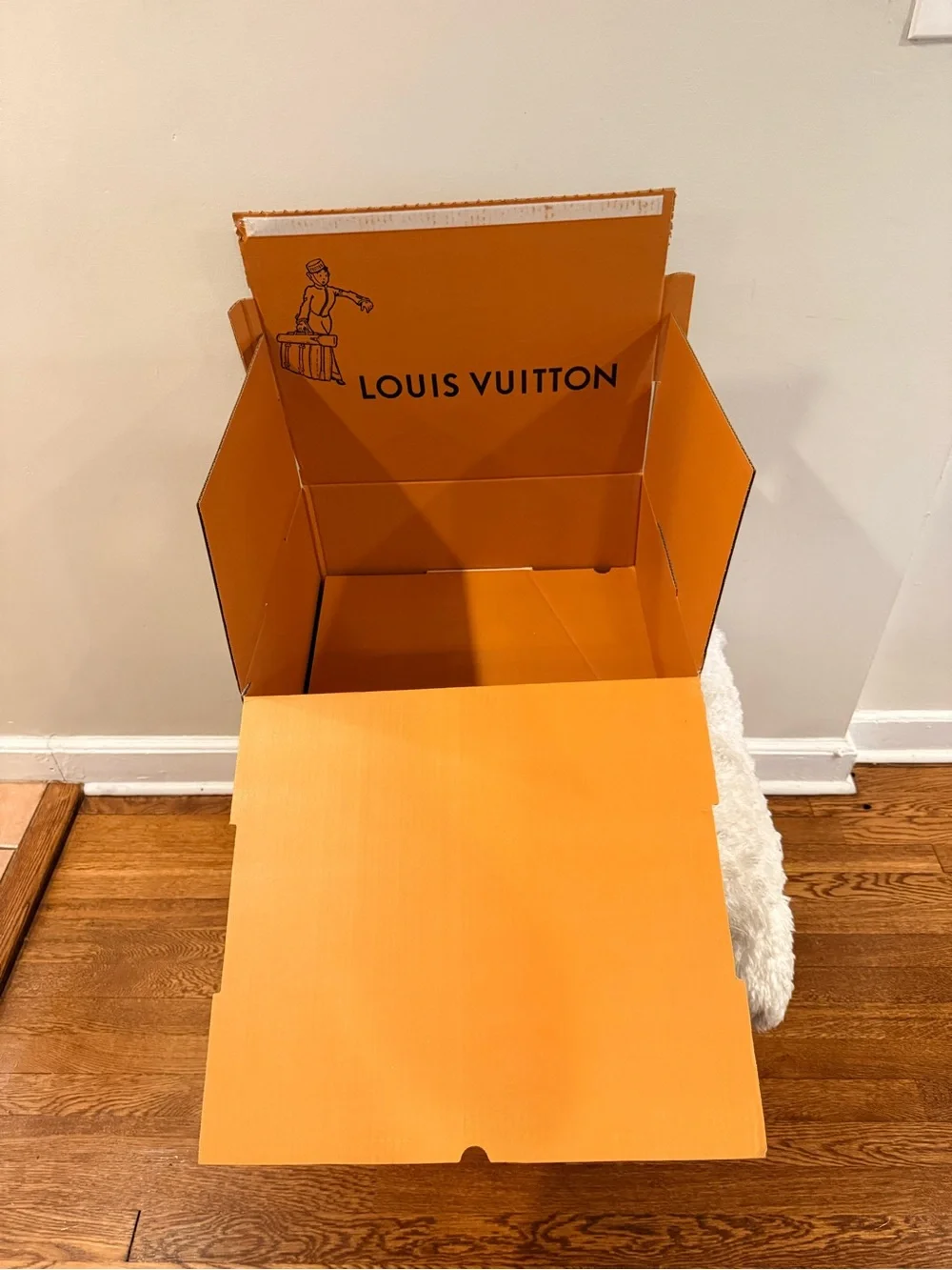 Authentic Louis Vuitton Empty Orange Gift Box XL W Original LV Logo Mailer Box
